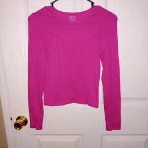 Rue 21 Juniors hot pink stylish fitted long sleeve top
